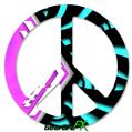 Black Waves Neon Teal Hot Pink - Peace Sign Car Window Decal 6 x 6 inches