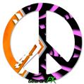 Black Waves Orange Hot Pink - Peace Sign Car Window Decal 6 x 6 inches