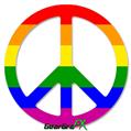 Rainbow Stripes - Peace Sign Car Window Decal 6 x 6 inches