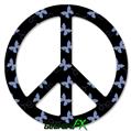Pastel Butterflies Blue on Black - Peace Sign Car Window Decal 6 x 6 inches