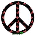 Pastel Butterflies Red on Black - Peace Sign Car Window Decal 6 x 6 inches
