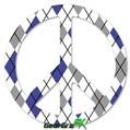 Argyle Blue and Gray - Peace Sign Car Window Decal 6 x 6 inches