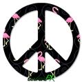 Flamingos on Black - Peace Sign Car Window Decal 6 x 6 inches