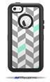 Chevrons Gray And Seafoam - Decal Style Vinyl Skin fits Otterbox Defender iPhone 5C Case (CASE SOLD SEPARATELY)
