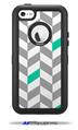 Chevrons Gray And Turquoise - Decal Style Vinyl Skin fits Otterbox Defender iPhone 5C Case (CASE SOLD SEPARATELY)