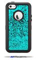 Folder Doodles Neon Teal - Decal Style Vinyl Skin fits Otterbox Defender iPhone 5C Case (CASE SOLD SEPARATELY)