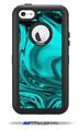 Liquid Metal Chrome Neon Teal - Decal Style Vinyl Skin compatible with Otterbox Defender iPhone 5C Case (CASE SOLD SEPARATELY)