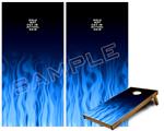 Cornhole Game Board Vinyl Skin Wrap Kit - Fire Flames Blue fits 24x48 game boards (GAMEBOARDS NOT INCLUDED)
