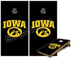 Cornhole Game Board Vinyl Skin Wrap Kit - Iowa Hawkeyes Tigerhawk Oval 01 Gold on Black fits 24x48 game boards (GAMEBOARDS NOT INCLUDED)