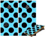 Cornhole Game Board Vinyl Skin Wrap Kit - Kearas Polka Dots Black And Blue fits 24x48 game boards (GAMEBOARDS NOT INCLUDED)