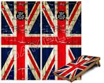 Cornhole Game Board Vinyl Skin Wrap Kit - Painted Faded and Cracked Union Jack British Flag fits 24x48 game boards (GAMEBOARDS NOT INCLUDED)