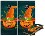 Cornhole Game Board Vinyl Skin Wrap Kit - Halloween Mean Jack O Lantern Pumpkin fits 24x48 game boards (GAMEBOARDS NOT INCLUDED)