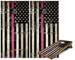 Cornhole Game Board Vinyl Skin Wrap Kit - Painted Faded and Cracked Pink Line USA American Flag fits 24x48 game boards (GAMEBOARDS NOT INCLUDED)