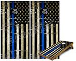 Cornhole Game Board Vinyl Skin Wrap Kit - Painted Faded and Cracked Blue Line USA American Flag fits 24x48 game boards (GAMEBOARDS NOT INCLUDED)
