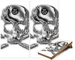 Cornhole Game Board Vinyl Skin Wrap Kit - Chrome Skull on White fits 24x48 game boards (GAMEBOARDS NOT INCLUDED)