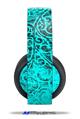 Vinyl Decal Skin Wrap compatible with Original Sony PlayStation 4 Gold Wireless Headphones Folder Doodles Neon Teal (PS4 HEADPHONES  NOT INCLUDED)