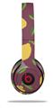 Skin Decal Wrap compatible with Beats Solo 2 WIRED Headphones Lemon Leaves Burgandy (HEADPHONES NOT INCLUDED)