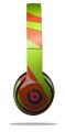 Skin Decal Wrap compatible with Beats Solo 2 WIRED Headphones Two Tone Waves Neon Green Orange (HEADPHONES NOT INCLUDED)