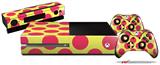 Kearas Polka Dots Pink And Yellow - Holiday Bundle Decal Style Skin fits XBOX One Console Original, Kinect and 2 Controllers (XBOX SYSTEM NOT INCLUDED)