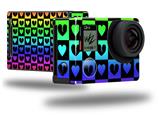 Love Heart Checkers Rainbow - Decal Style Skin fits GoPro Hero 4 Black Camera (GOPRO SOLD SEPARATELY)