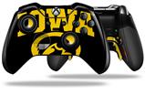 Iowa Hawkeyes Tigerhawk Oval 01 Gold on Black - Decal Style Skin fits Microsoft XBOX One ELITE Wireless Controller