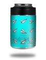 Skin Decal Wrap for Yeti Colster, Ozark Trail and RTIC Can Coolers - Paper Planes Neon Teal (COOLER NOT INCLUDED)