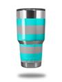 Skin Decal Wrap for Yeti Tumbler Rambler 30 oz Psycho Stripes Neon Teal and Gray (TUMBLER NOT INCLUDED)
