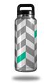 WraptorSkinz Skin Decal Wrap for Yeti Rambler Bottle 36oz Chevrons Gray And Turquoise  (YETI NOT INCLUDED)