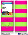 iPod Nano 4G Skin - Psycho Stripes Neon Green and Hot Pink