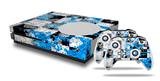 WraptorSkinz Decal Skin Wrap Set works with 2016 and newer XBOX One S Console and 2 Controllers Checker Skull Splatter Blue
