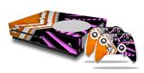 WraptorSkinz Decal Skin Wrap Set works with 2016 and newer XBOX One S Console and 2 Controllers Black Waves Orange Hot Pink