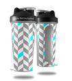 Decal Style Skin Wrap works with Blender Bottle 28oz Chevrons Gray And Aqua (BOTTLE NOT INCLUDED)