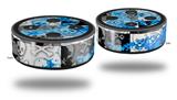 Skin Wrap Decal Set 2 Pack for Amazon Echo Dot 2 - Checker Skull Splatter Blue (2nd Generation ONLY - Echo NOT INCLUDED)