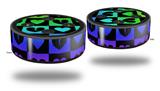 Skin Wrap Decal Set 2 Pack for Amazon Echo Dot 2 - Love Heart Checkers Rainbow (2nd Generation ONLY - Echo NOT INCLUDED)