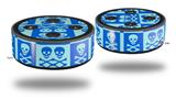 Skin Wrap Decal Set 2 Pack for Amazon Echo Dot 2 - Skull And Crossbones Pattern Blue (2nd Generation ONLY - Echo NOT INCLUDED)