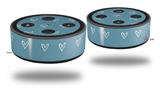 Skin Wrap Decal Set 2 Pack for Amazon Echo Dot 2 - Hearts Blue On White (2nd Generation ONLY - Echo NOT INCLUDED)