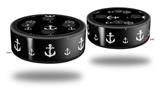 Skin Wrap Decal Set 2 Pack for Amazon Echo Dot 2 - Nautical Anchors Away 02 Black (2nd Generation ONLY - Echo NOT INCLUDED)