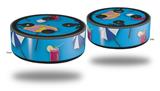 Skin Wrap Decal Set 2 Pack for Amazon Echo Dot 2 - Beach Party Umbrellas Blue Medium (2nd Generation ONLY - Echo NOT INCLUDED)