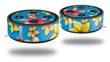 Skin Wrap Decal Set 2 Pack for Amazon Echo Dot 2 - Beach Flowers Blue Medium (2nd Generation ONLY - Echo NOT INCLUDED)