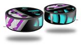 Skin Wrap Decal Set 2 Pack for Amazon Echo Dot 2 - Black Waves Neon Teal Hot Pink (2nd Generation ONLY - Echo NOT INCLUDED)