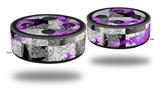 Skin Wrap Decal Set 2 Pack for Amazon Echo Dot 2 - Purple Checker Skull Splatter (2nd Generation ONLY - Echo NOT INCLUDED)