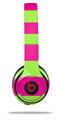 WraptorSkinz Skin Decal Wrap compatible with Beats Solo 2 and Solo 3 Wireless Headphones Psycho Stripes Neon Green and Hot Pink (HEADPHONES NOT INCLUDED)