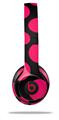 WraptorSkinz Skin Decal Wrap compatible with Beats Solo 2 and Solo 3 Wireless Headphones Kearas Polka Dots Pink On Black (HEADPHONES NOT INCLUDED)