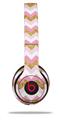 WraptorSkinz Skin Decal Wrap compatible with Beats Solo 2 and Solo 3 Wireless Headphones Pink and White Chevron (HEADPHONES NOT INCLUDED)
