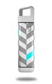 Skin Decal Wrap for Clean Bottle Square Titan Plastic 25oz Chevrons Gray And Aqua (BOTTLE NOT INCLUDED)