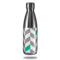 Skin Decal Wrap for RTIC Water Bottle 17oz Chevrons Gray And Turquoise (BOTTLE NOT INCLUDED)