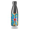 Skin Decal Wrap for RTIC Water Bottle 17oz Beach Flowers Blue Medium (BOTTLE NOT INCLUDED)