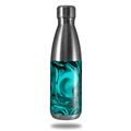 Skin Decal Wrap compatible with RTIC Water Bottle 17oz Liquid Metal Chrome Neon Teal (BOTTLE NOT INCLUDED)