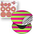 Decal Style Vinyl Skin Wrap 3 Pack for PopSockets Psycho Stripes Neon Green and Hot Pink (POPSOCKET NOT INCLUDED)