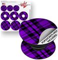 Decal Style Vinyl Skin Wrap 3 Pack for PopSockets Purple Plaid (POPSOCKET NOT INCLUDED)